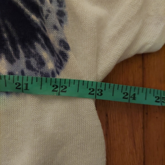 Pure J. Jill L Large White Blue Tie Dye Linen Boho Hippie Top Beach Lagenlook - Picture 9 of 10